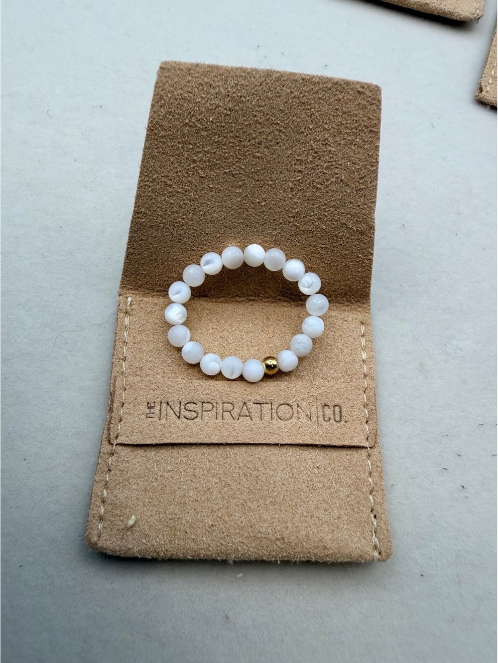 Inspiration Co Mother of Pearl beaded stretch ring